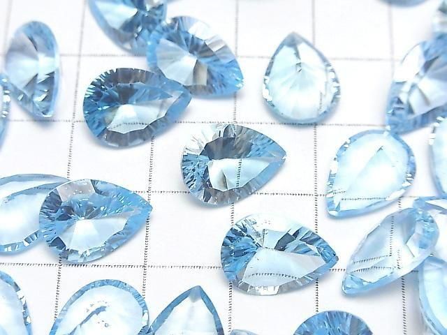 Hochwertiger himmelblauer Topas AAA lose Stein Birnenform konkav geschliffen 10x14mm 1Stück