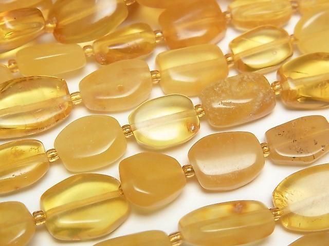 Perles plates en ambre de la Baltique (jaunes), 1 fil (env. 35 cm/14 po)