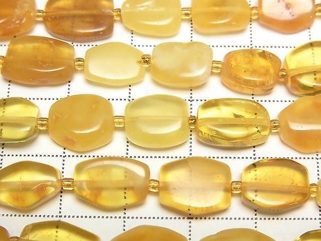 Perles plates en ambre de la Baltique (jaunes), 1 fil (env. 35 cm/14 po)