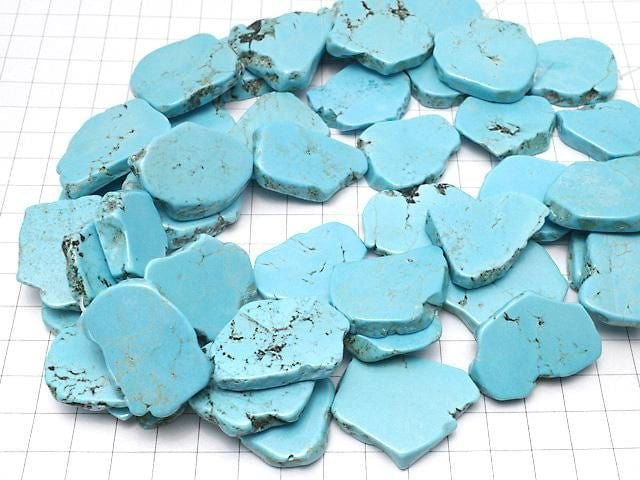 Magnesite Turquoise Slice Nugget Center Hole 1strand beads (aprx.14inch/34cm)