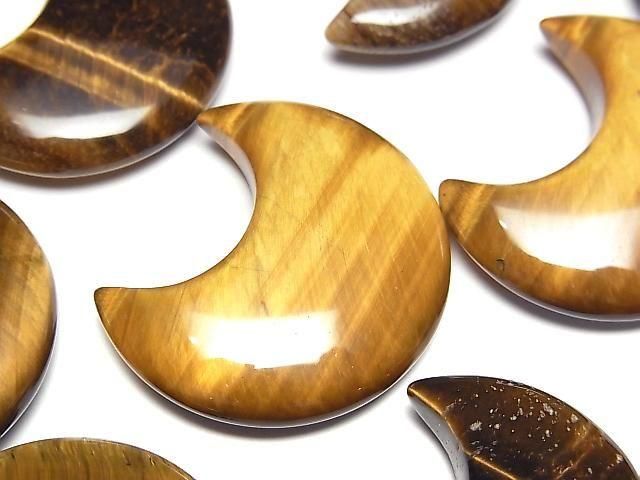 Gelbes Tigerauge AA+ Mondmotiv 30x26mm 2 Stück