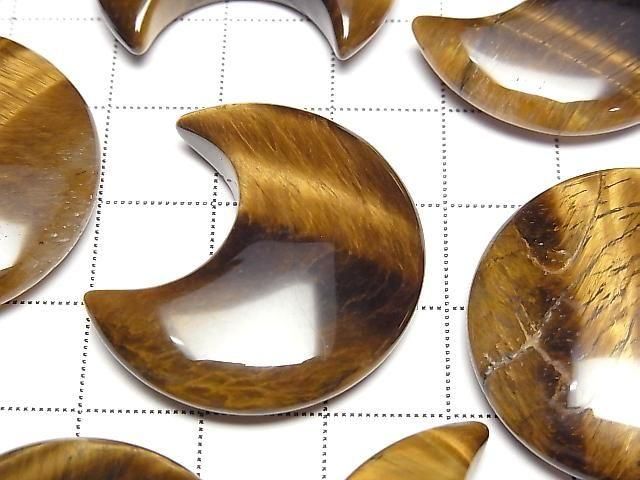 Gelbes Tigerauge AA+ Mondmotiv 30x26mm 2 Stück