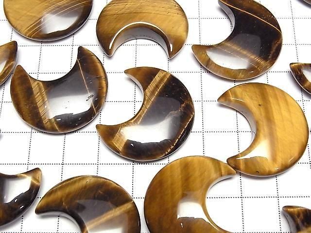 Gelbes Tigerauge AA+ Mondmotiv 30x26mm 2 Stück