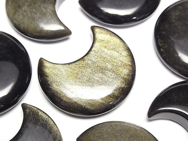 Goldener Obsidian Mondmotiv 32x28mm 2 Stück