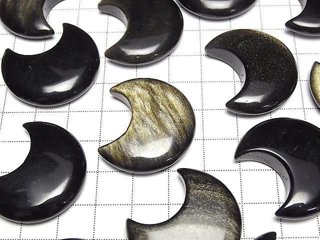 Goldener Obsidian Mondmotiv 32x28mm 2 Stück