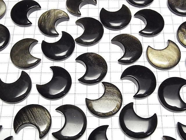 Goldener Obsidian Mondmotiv 32x28mm 2 Stück
