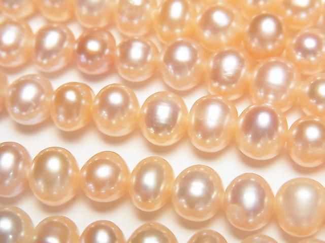 Süßwasserperle AA++ Kartoffel 6-7mm Naturfarbe Orange pink 1strang Perlen (ca. 14 Zoll/34 cm)