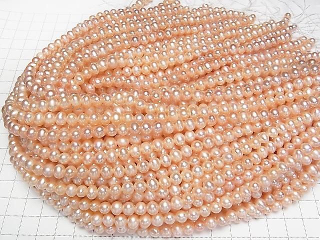 Süßwasserperle AA++ Kartoffel 6-7mm Naturfarbe Orange pink 1strang Perlen (ca. 14 Zoll/34 cm)