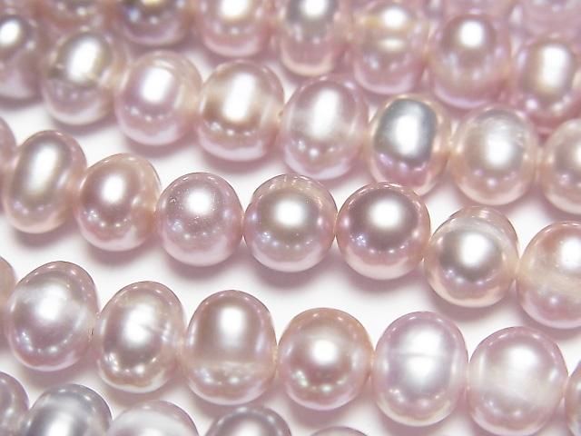 Fresh Water Pearl AA+ Potato 7-7.5mm Natural Color Classic Pink-Lavender 1 Strand Beads (approx. 14 inch/34 cm)