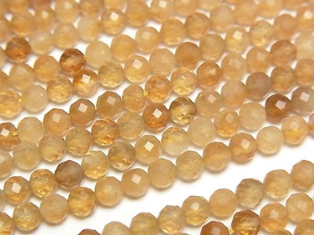Hochwertig! Citrin AA+ facettierte runde 4mm 1Strang Perlen (ca. 15 Zoll/37 cm)