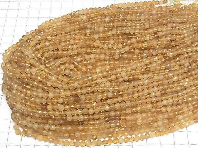 Hochwertig! Citrin AA+ facettierte runde 4mm 1Strang Perlen (ca. 15 Zoll/37 cm)