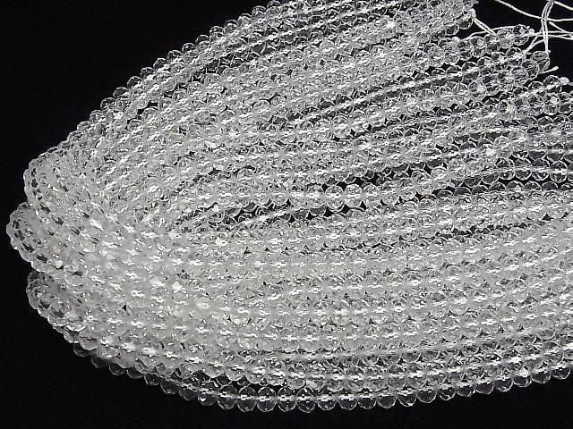 Hochwertig! Kristall (geschmolzenes Quarz) AAA facettierte Knopf-Rondelle 7.5x7.5x6mm 1Strang Perlen (ca. 15 Zoll/36 cm)