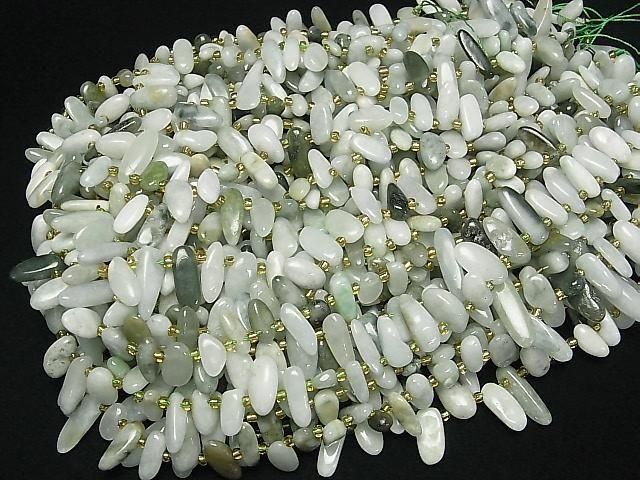 Burmesischer Jadeit AA Nugget oben seitlich gebohrtes Loch 1Strang Perlen (ca. 15 Zoll/36 cm)
