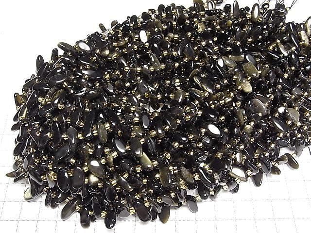 Goldener Obsidian AA++ Nugget oben seitlich gebohrtes Loch 1Strang Perlen (ca. 15 Zoll/36 cm)