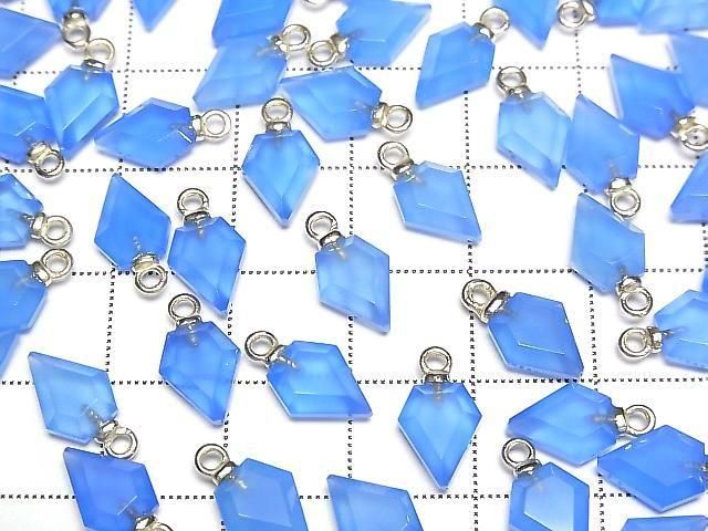 Blauer Chalcedon Pfeilspitze 9x7mm Charm (2 Stück)