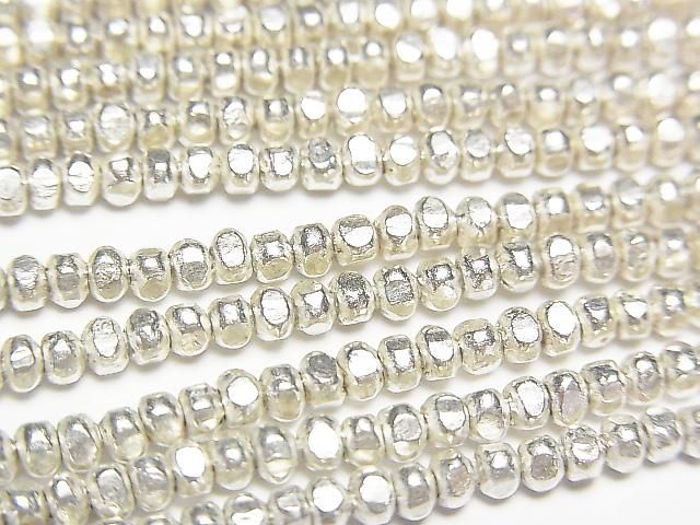 Karen Silver Faceted Button Rondelle 2.5x2.5x1.5mm 1/8 or 1-strand beads (approx. 26 inches/66 cm)