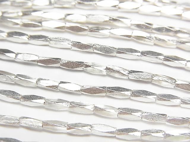 Tube facetté Karen en argent 4,5x1,5x1,5mm argent blanc 1/4 ou 1 fil de perles (environ 68cm/27pouces)