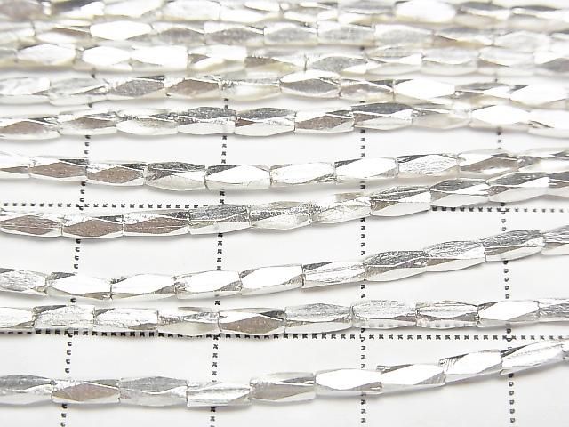 Tube facetté Karen en argent 4,5x1,5x1,5mm argent blanc 1/4 ou 1 fil de perles (environ 68cm/27pouces)