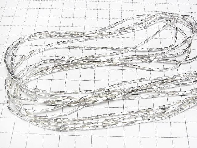 Karen Silver Faceted Tube 4x1.5x1.5mm White Silver Half or 1-Strand Beads (approx. 27inch/68cm)