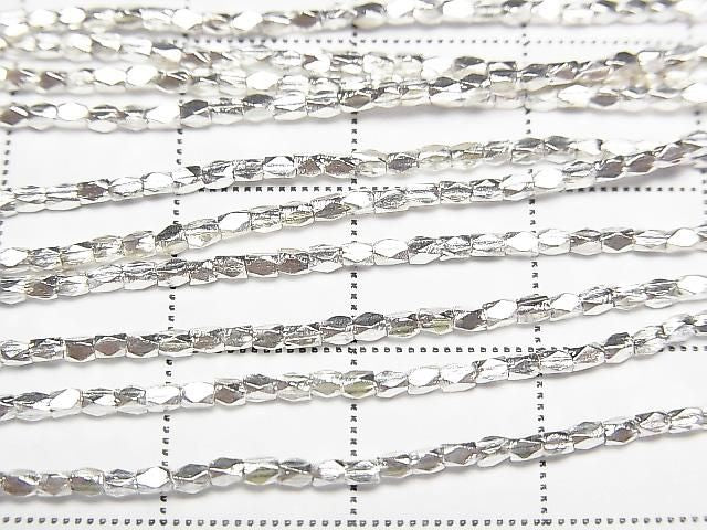 Karen Silver Faceted Tube 2x1x1mm White Silver 1/4 or 1strand beads (approx. 27 inches/68 cm)