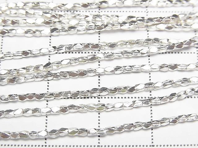 Karen 銀刻面管珠 2x1x1mm 白銀 1/4 或 1 串 (約 27 英寸/68 公分)