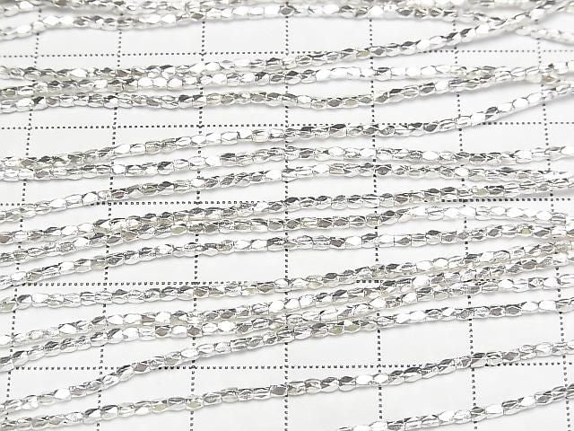 Karen Silver Faceted Tube 2x1x1mm White Silver Half or 1-strand beads (approx. 27 inches/68 cm)
