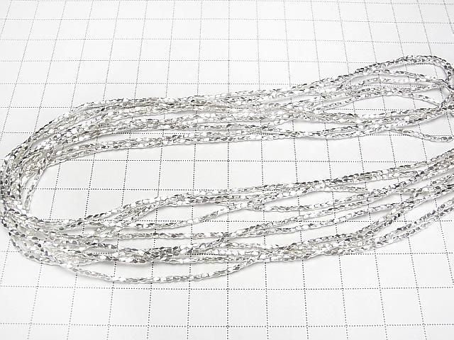 Karen 銀刻面管珠 2x1x1mm 白銀 1/4 或 1 串 (約 27 英寸/68 公分)