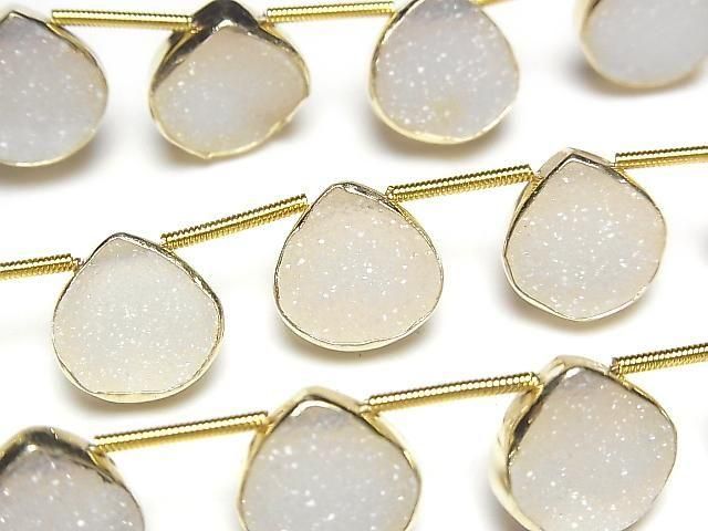 Druzy Achat Fassung Kastanie halb oder 1 Strang Perlen (ca. 6 Zoll/16 cm)