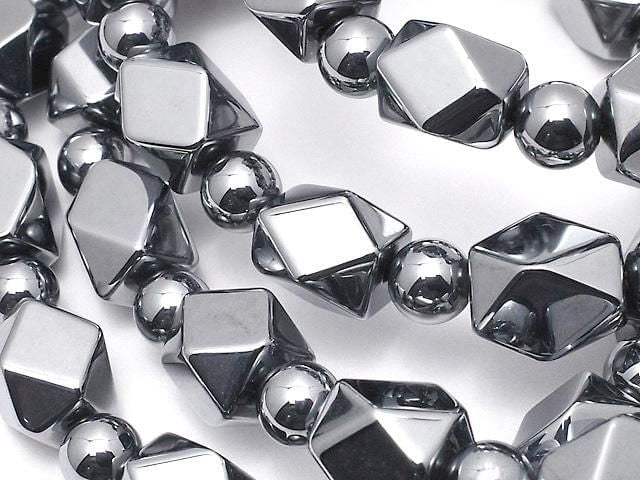 Terahertz Rechteck Facettierte Röhre 10x8x8mm & Rund 6mm Armband