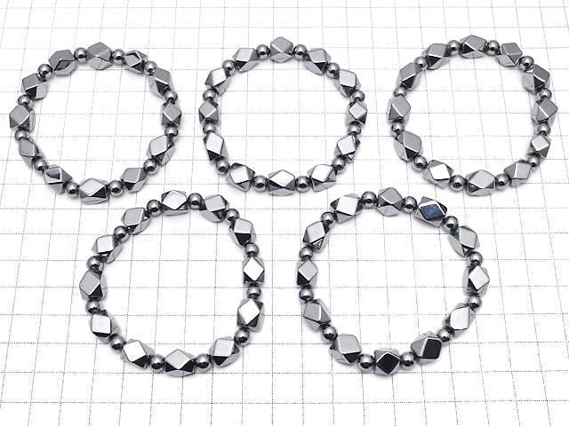 Terahertz Rechteck Facettierte Röhre 10x8x8mm & Rund 6mm Armband
