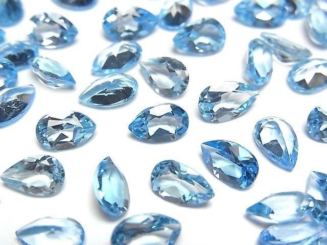 Hochwertiger Schweizer Blauer Topas AAA Lose Stein Birnenform Facettiert 8x5mm 2 Stück