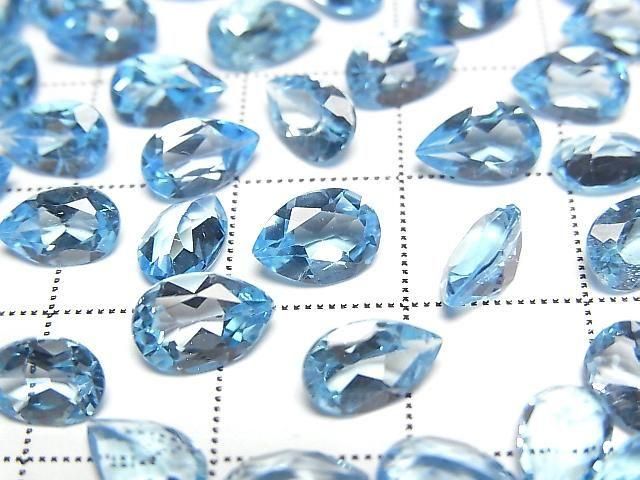 Hochwertiger Schweizer Blauer Topas AAA Lose Stein Birnenform Facettiert 8x5mm 2 Stück