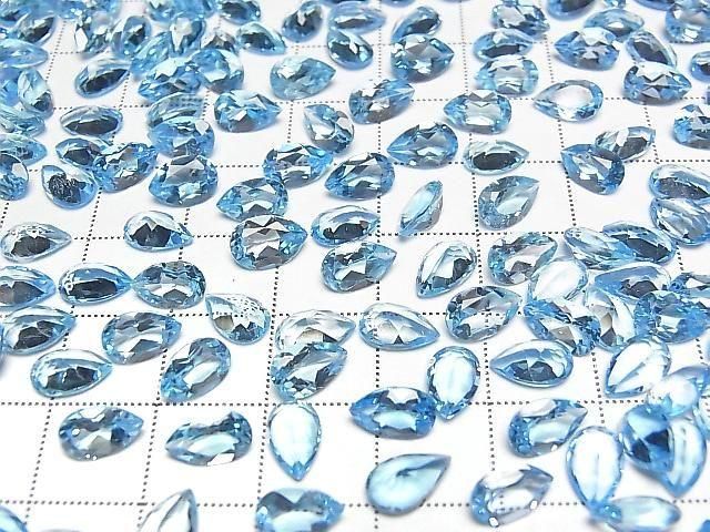 Hochwertiger Schweizer Blauer Topas AAA Lose Stein Birnenform Facettiert 8x5mm 2 Stück