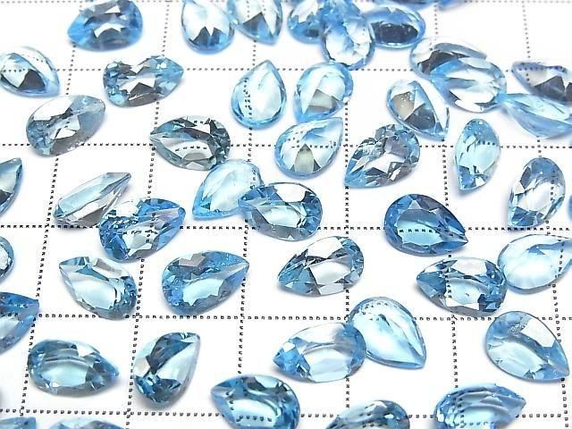 Hochwertiger Schweizer Blauer Topas AAA Lose Stein Birnenform Facettiert 9x6mm 2 Stück