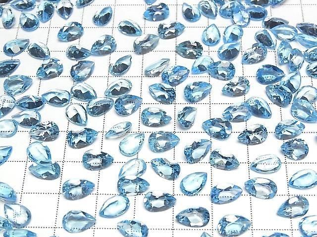 Hochwertiger Schweizer Blauer Topas AAA Lose Stein Birnenform Facettiert 9x6mm 2 Stück