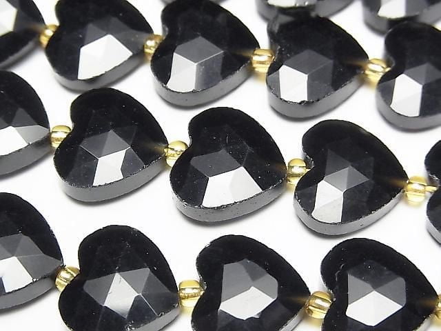 Hochwertig! Schwarzer Obsidian Vertikales Loch Herz geschnitten 13x14mm halb oder 1strang Perlen (ca. 15 Zoll/36 cm)