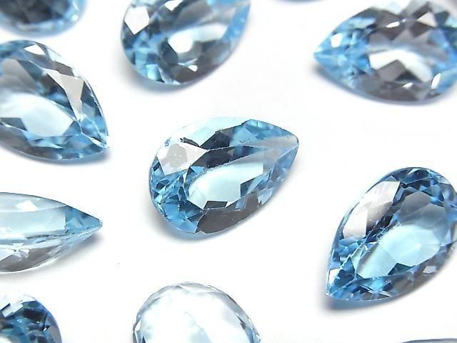 Hochwertiger Schweizer Blauer Topas AAA Lose Stein Birnenform Facettiert 15x10mm 1Stück