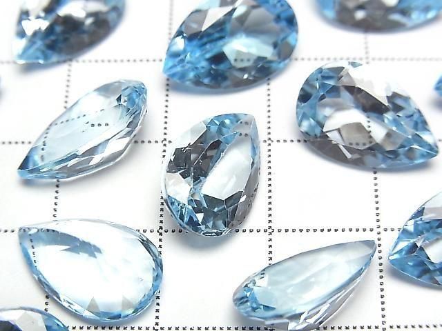 Hochwertiger Schweizer Blauer Topas AAA Lose Stein Birnenform Facettiert 15x10mm 1Stück
