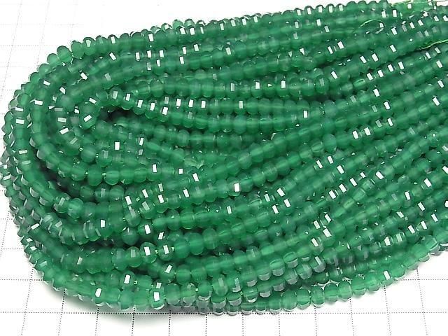 Hochwertig! Grüner Onyx AAA Spiegel-Facettiert Knopf Rondelle 6x6x4mm 1Strang Perlen (ca. 15 Zoll/36 cm)