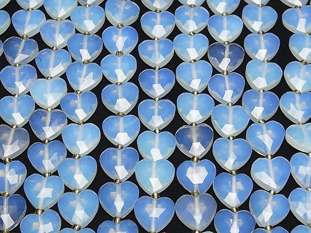 Hochwertig! Synthetischer Opal Vertikales Loch Herzschnitt 13x14mm Weiß halb oder 1Strang Perlen (ca. 15 Zoll/36 cm)