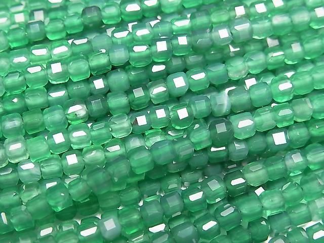 Hochwertig! Grüner Onyx AAA Würfelform 3x3x3mm 1Strang Perlen (ca. 15 Zoll/36 cm)
