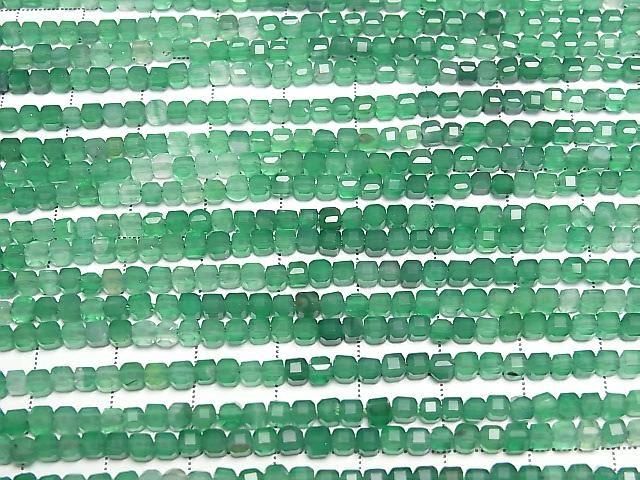 Hochwertig! Grüner Onyx AAA Würfelform 3x3x3mm 1Strang Perlen (ca. 15 Zoll/36 cm)