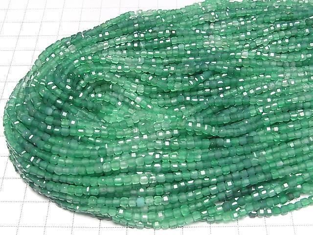 Hochwertig! Grüner Onyx AAA Würfelform 3x3x3mm 1Strang Perlen (ca. 15 Zoll/36 cm)