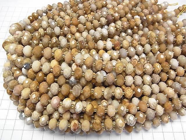 Hochwertig! Fossiles Korallen Facettiert Knopf Rondelle 10x10x6.5mm halb oder 1Strang Perlen (ca. 15 Zoll/37 cm)