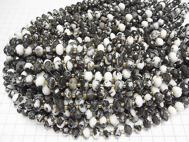 Hochwertig! Zebra-Jaspis Facettiert Knopf Rondelle 9.5x9.5x6.5mm 1Strang Perlen (ca. 15 Zoll/37 cm)
