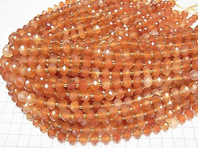 Hochwertig! Gemischter Karneol Facettiert Knopf Rondelle 9.5x9.5x6.5mm 1Strang Perlen (ca. 15 Zoll/37 cm)