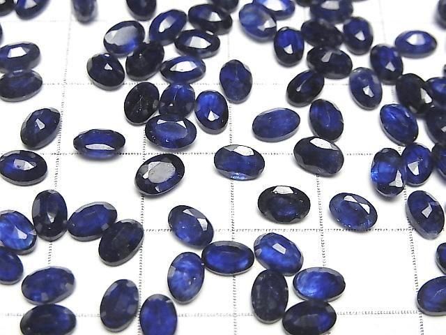 Hochwertiger blauer Saphir AAA lose Steine oval facettiert 6x4mm 5Stück