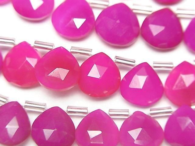 Fuchsia Pink Chalcedon AAA- Kastanie facettierte Briolette 10x10mm halb oder 1 Strang (18Stück)