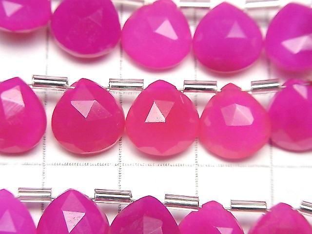 Fuchsia Pink Chalcedon AAA- Kastanie facettierte Briolette 10x10mm halb oder 1 Strang (18Stück)