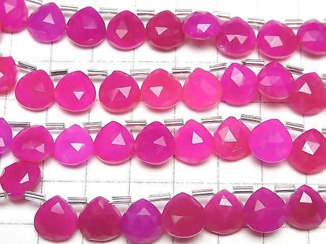Fuchsia Pink Chalcedon AAA- Kastanie facettierte Briolette 10x10mm halb oder 1 Strang (18Stück)